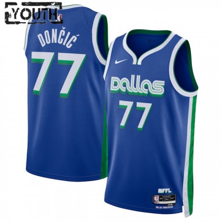 Camiseta Niños NBA Dallas Mavericks Luka Doncic 77 2022-23 Nike City Edition Azul Swingman